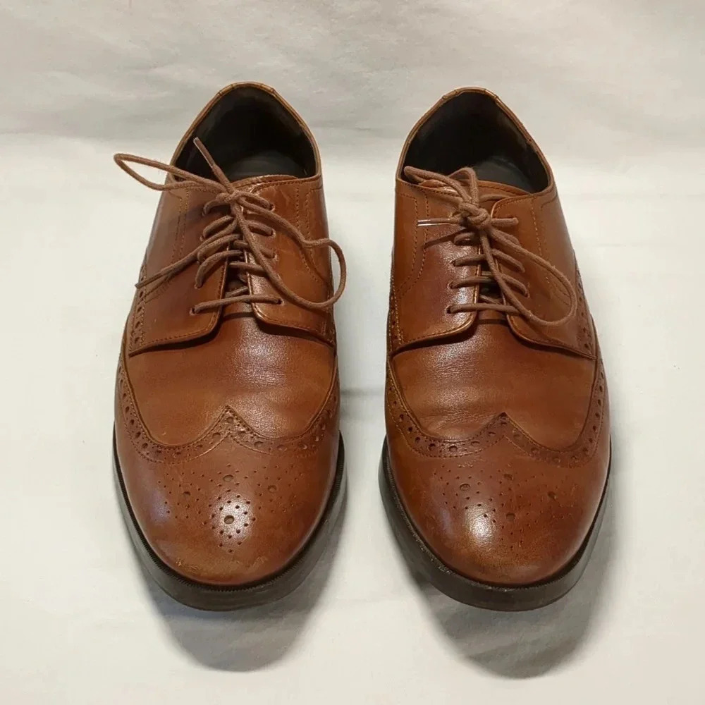 Cole Haan mens grand os wingtip oxford British tan C23795 , size 10M - Picture 3 of 10